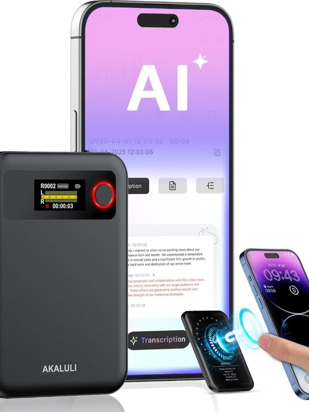 AI Voice Recorder with Transcribe Summarize with APP Control 100+ Languages NEW